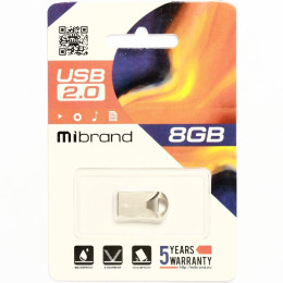 USB флеш накопитель Mibrand 8GB Hawk Silver USB 2.0 (MI2.0/HA8M1S) фото 2