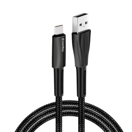Дата кабель ColorWay USB 2.0 AM to Type-C 1.0m zinc alloy + led black (CW-CBUC035-BK) фото 1