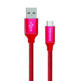Дата кабель ColorWay Кабель Colorway USB - Type-C 2.1А 1м червоний (CW-CBUC003-RD) фото 1