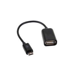 Дата кабель OTG USB 2.0 AF to Micro 5P 0.16m Lapara (LA-UAFM-OTG black) фото 1