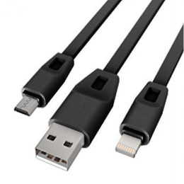 Дата кабель USB 2.0 - Micro USB/Lightning 2А (DR-1622) (Black) 1,0м Drobak (219093) фото 1