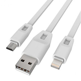 Дата кабель USB 2.0 - Micro USB/Lightning 2А (DR-1622) (White) 1,0м Drobak (219092) фото 1
