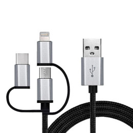Дата кабель USB 2.0 AM to 3in1 1.0m Premium black REAL-EL (EL123500035) фото 1