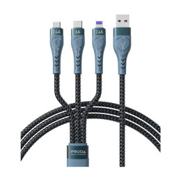 Дата кабель USB 2.0 AM to Lightning + Micro 5P + Type-C 1.3m Azeada PD-B74th Black Proda (PD-B74th-B фото 1