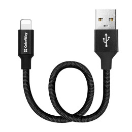 Дата кабель USB 2.0 AM to Lightning 0.25m black ColorWay (CW-CBUL048-BK) фото 1