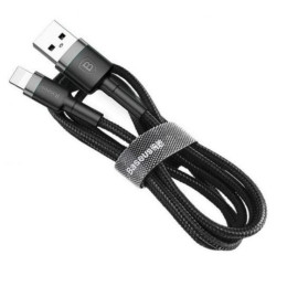 Дата кабель USB 2.0 AM to Lightning 0.5m Cafule 2.4A grey+black Baseus (CALKLF-AG1) фото 1