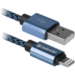 Дата кабель USB 2.0 AM to Lightning 1.0m ACH01-03T 2.1A blue Defender (87811) фото 1