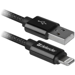 Дата кабель USB 2.0 AM to Lightning 1.0m ACH01-03T PRO Black Defender (87808) фото 1