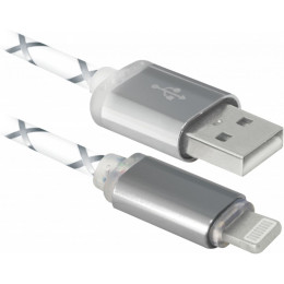 Дата кабель USB 2.0 AM to Lightning 1.0m ACH03-03LT GrayLED backlight Defender (87550) фото 1