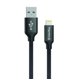 Дата кабель USB 2.0 AM to Lightning 1.0m black ColorWay (CW-CBUL004-BK) фото 1
