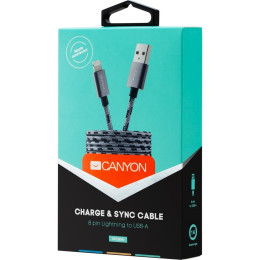 Дата кабель USB 2.0 AM to Lightning 1.0m Dark gray Canyon (CNE-CFI3DG) фото 2