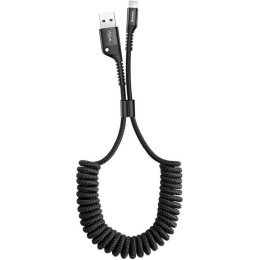Дата кабель USB 2.0 AM to Lightning 1.0m Fish eye Spring 2A black Baseus (CALSR-01) фото 1