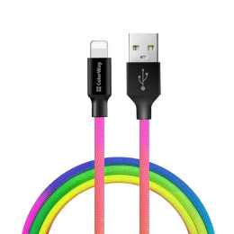 Дата кабель USB 2.0 AM to Lightning 1.0m multicolor ColorWay (CW-CBUL016-MC) фото 1