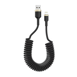 Дата кабель USB 2.0 AM to Lightning 1.0m spiral black ColorWay (CW-CBUL051-BK) фото 1