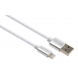 Дата кабель USB 2.0 AM to Lightning 1m nylon silver Vinga (VCPDCLNB1S) фото 1