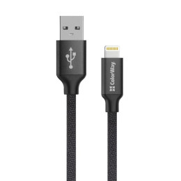 Дата кабель USB 2.0 AM to Lightning 2.0m black ColorWay (CW-CBUL007-BK) фото 1