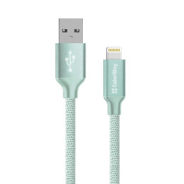 Дата кабель USB 2.0 AM to Lightning 2.0m mint ColorWay (CW-CBUL007-MT) фото 1
