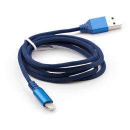 Дата кабель USB 2.0 AM to Lightning nylon 1m blue Vinga (VCPDCLNB21B) фото 2