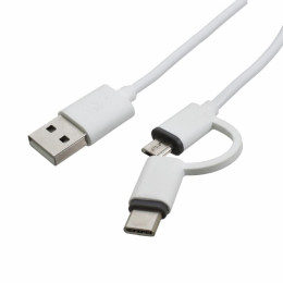 Дата кабель USB 2.0 AM to Micro 5P + Type-C 1.0m Patron (CAB-PN-MIC-TYPE-C-1M) фото 1
