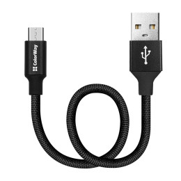 Дата кабель USB 2.0 AM to Micro 5P 0.25m black ColorWay (CW-CBUM048-BK) фото 1