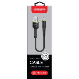 Дата кабель USB 2.0 AM to Micro 5P 0.2m CBFLEXM0 black Intaleo (1283126487422) фото 2