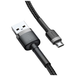 Дата кабель USB 2.0 AM to Micro 5P 0.5m Cafule 2.4A Black-Grey Baseus (CAMKLF-AG1) фото 2