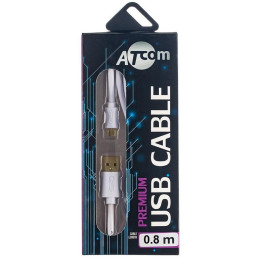 Дата кабель USB 2.0 AM to Micro 5P 0.8m white Atcom (16123) фото 1