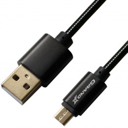 Дата кабель USB 2.0 AM to Micro 5P 1.0m Cu, 2.1A, Black Grand-X (MM-01B) фото 1