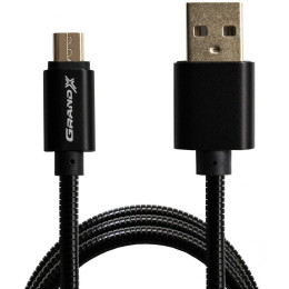 Дата кабель USB 2.0 AM to Micro 5P 1.0m Cu, 2.1A, Black Grand-X (MM-01B) фото 2
