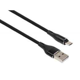 Дата кабель USB 2.0 AM to Micro 5P 1.0m cylindric nylon back Vinga (VCPDCMCANB1BK) фото 1