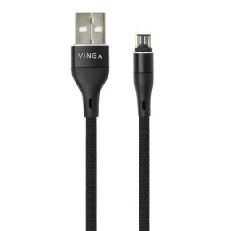 Дата кабель USB 2.0 AM to Micro 5P 1.0m cylindric nylon back Vinga (VCPDCMCANB1BK) фото 2