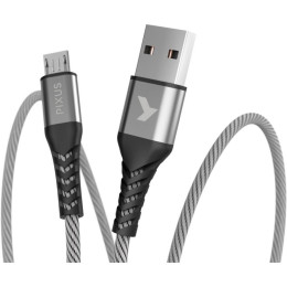 Дата кабель USB 2.0 AM to Micro 5P 1.0m Flex Gray Pixus (4897058531145) фото 1