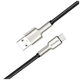 Дата кабель USB 2.0 AM to Micro 5P 1.0m head metal black ColorWay (CW-CBUM046-BK) фото 2