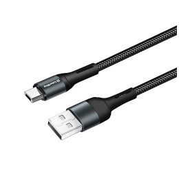 Дата кабель USB 2.0 AM to Micro 5P 1.0m nylon black ColorWay (CW-CBUM045-BK) фото 1