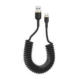 Дата кабель USB 2.0 AM to Micro 5P 1.0m spiral black ColorWay (CW-CBUM051-BK) фото 1