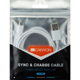 Дата кабель USB 2.0 AM to Micro 5P 1.0m White Canyon (CNE-USBM1W) фото 2