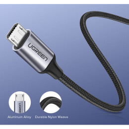 Дата кабель USB 2.0 AM to Micro 5P 1.5m US290 Silver Ugreen (US290/60152) фото 2