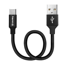 Дата кабель USB 2.0 AM to Type-C 0.25m black ColorWay (CW-CBUC048-BK) фото 1