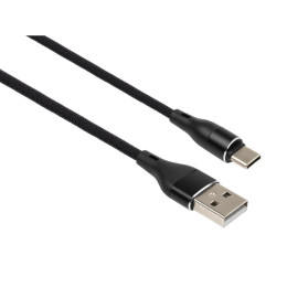Дата кабель USB 2.0 AM to Type-C 1.0m cylindric nylon back Vinga (VCPDCTCCANB1BK) фото 1
