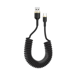 Дата кабель USB 2.0 AM to Type-C 1.0m spiral black ColorWay (CW-CBUC051-BK) фото 1