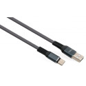 Дата кабель USB 2.0 AM до Type-C 1m flat nylon gray Vinga (VCPDCTCFNB1GR)
