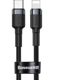 Дата кабель USB-C to Lightning 1.0m 18W 2.1A Cafule Black-Grey Baseus (CATLKLF-G1) фото 1