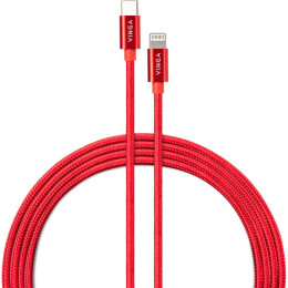Дата кабель USB-C to Lightning 1.0m 20W Nylon Red Vinga (VCDCCLM531) фото 1