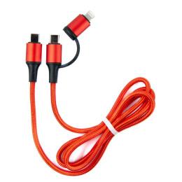 Дата кабель USB-C to USB-C/Lightning 1.0m red Dengos (NTK-TC-TCL-RED) фото 1