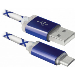 Дата кабель USB08-03LT USB - Micro USB, BlueLED backlight, 1m Defender (87555) фото 1