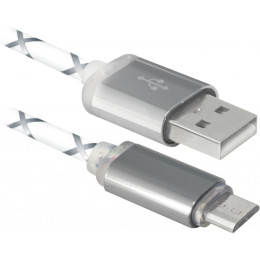 Дата кабель USB08-03LT USB - Micro USB, GrayLED backlight, 1m Defender (87554) фото 1