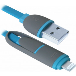 Дата кабель USB10-03BP USB - Micro USB/Lightning, blue, 1m Defender (87487) фото 1
