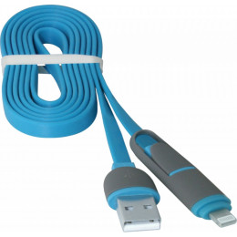 Дата кабель USB10-03BP USB - Micro USB/Lightning, blue, 1m Defender (87487) фото 2