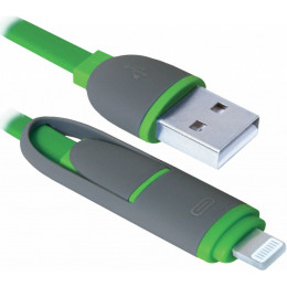 Дата кабель USB10-03BP USB - Micro USB/Lightning, green, 1m Defender (87489) фото 1
