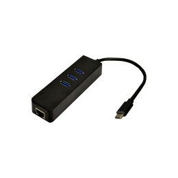 Переходник Dynamode USB 3.1 Type-C - RJ45 Gigabit Lan, 3*USB 3.0 (USB3.1-TypeC-RJ45-HUB3) фото 1